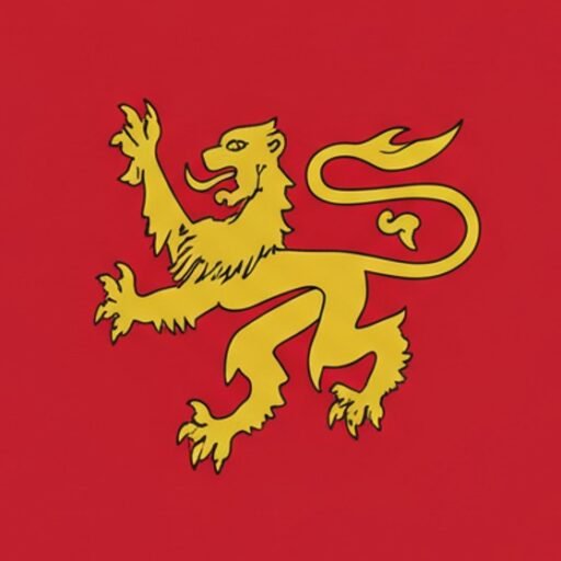 Flag of Luxemburry, gold lion on red